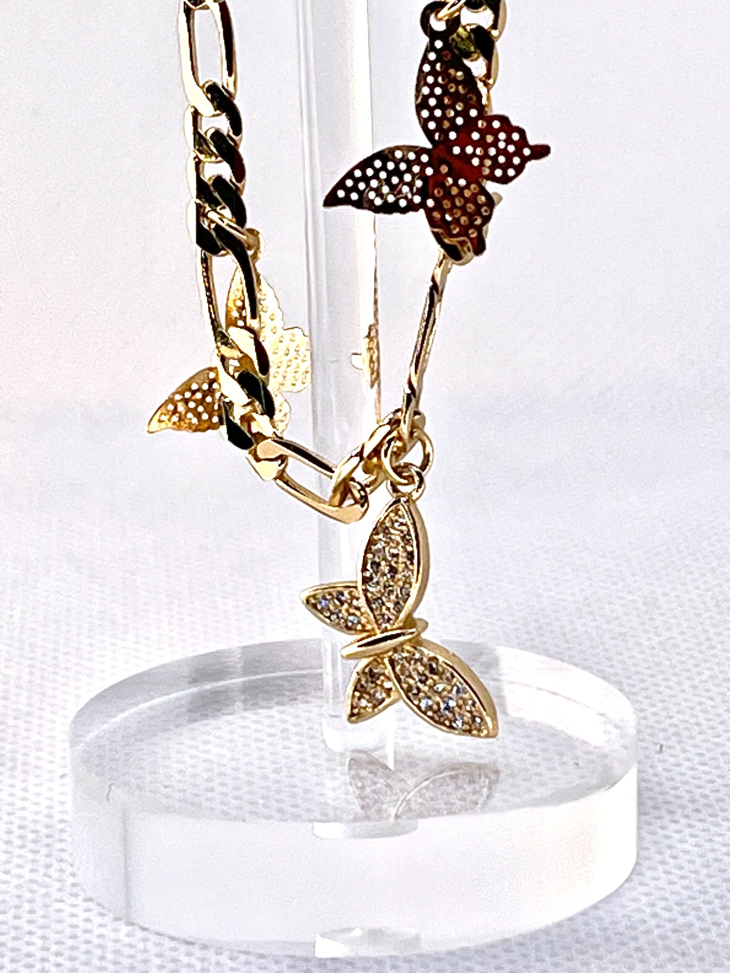 Gold Filled Charm Anklet Butterfly Design Polished Golden Tone