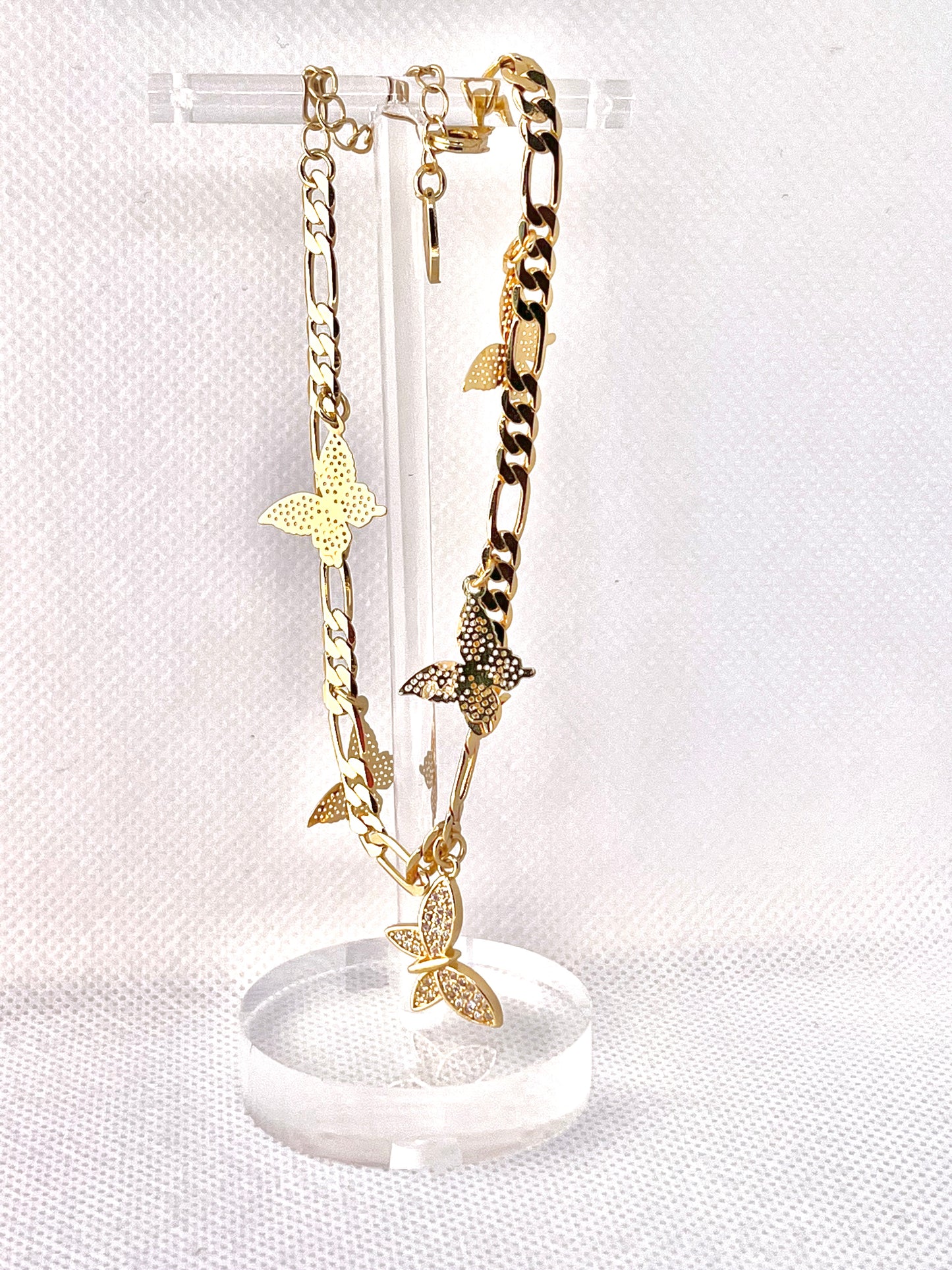 Gold Filled Charm Anklet Butterfly Design Polished Golden Tone