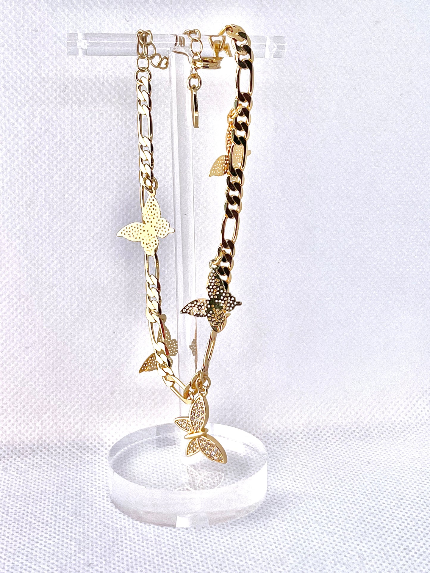 Gold Filled Charm Anklet Butterfly Design Polished Golden Tone