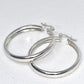 925 Sterling Silver Plain Hoops Earrings - 35mm