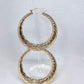 Gold Filled 60mm Large Hoop Hollow Design Diamond Cutting Finish Golden Tone