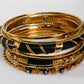 Black & Gold Stackable Bangles 9 Pcs
