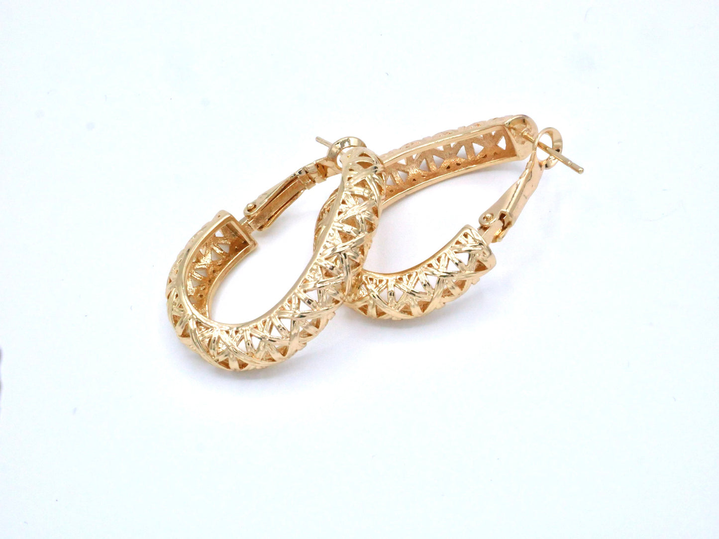 Gold Filled 35mm English Lock Earrings