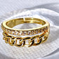 Gold Filled Ring w. Link & Diamond design / one size Fits all
