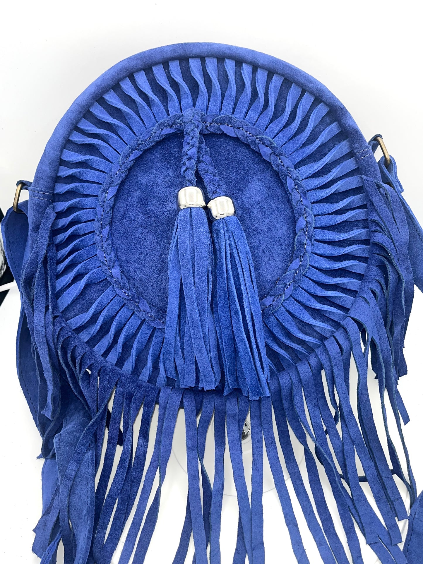 Suede Fringe Oval Shoulder Bag