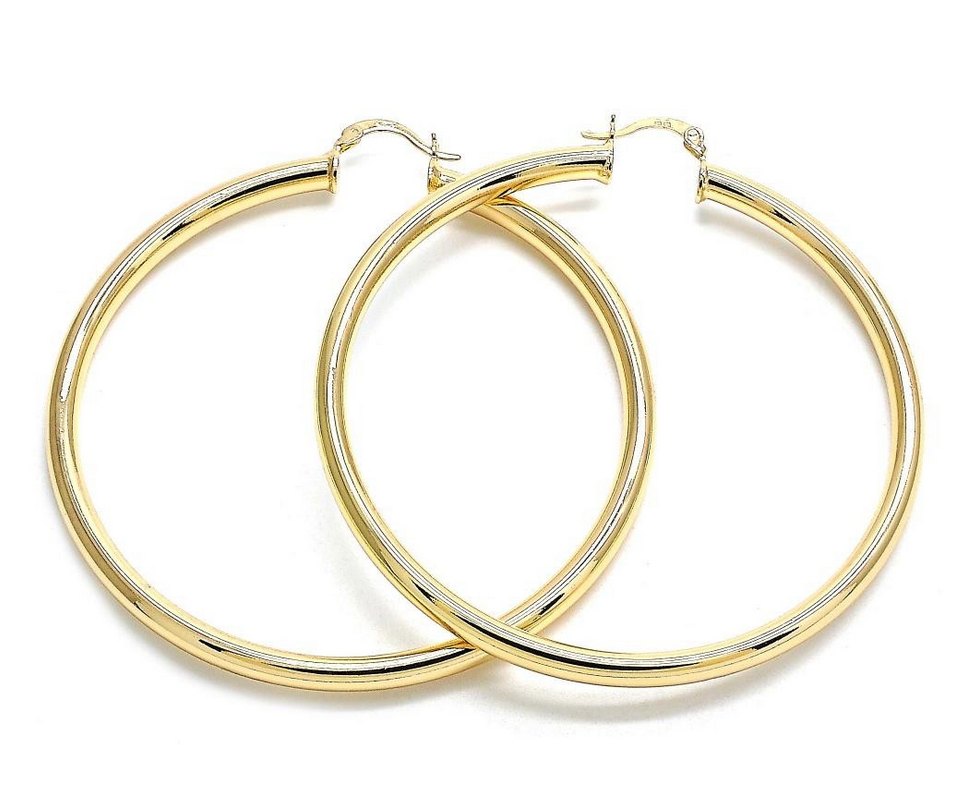 Gold Filled 70mm Extra Large Hoop Earrings Polished Finish Golden Tone