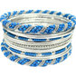 Silver & Blue Stackable Bangles Bangle 13 Pcs