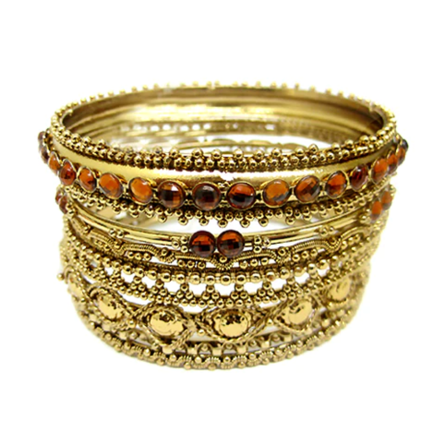 Gold & Topez Stackable Bangles 8 Pcs