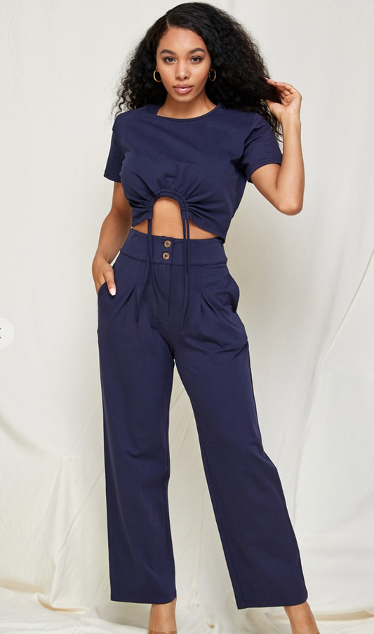 Shoulder Pad Crop Top & Pants