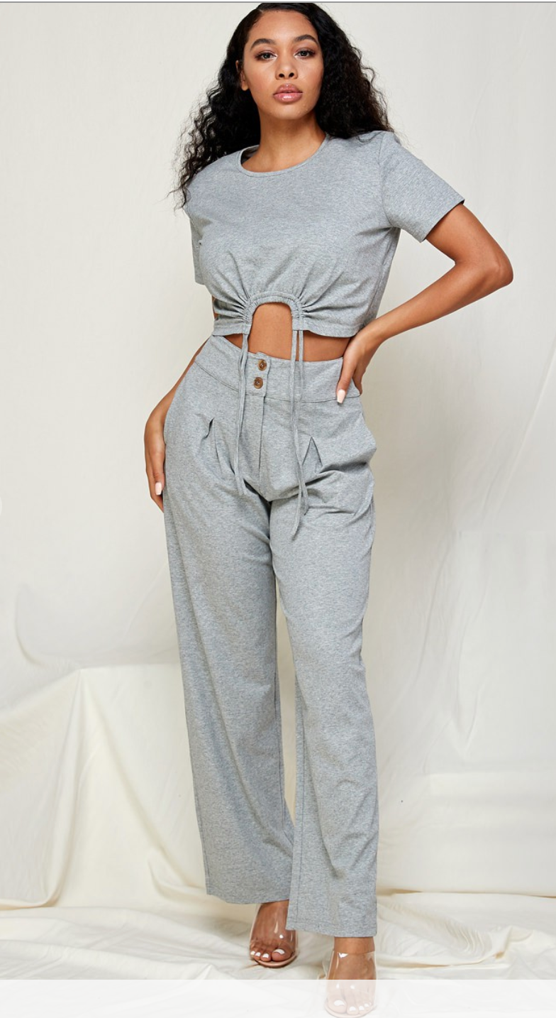 Shoulder Pad Crop Top & Pants