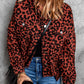 Double Take Leopard Print Raw Hem Jacket