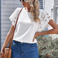 Round Neck Flutter Sleeve Top