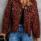 Double Take Leopard Print Raw Hem Jacket