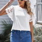 Round Neck Flutter Sleeve Top