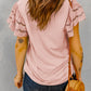 Round Neck Flutter Sleeve Top