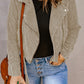 Belted Zip-Up Corduroy Jacket